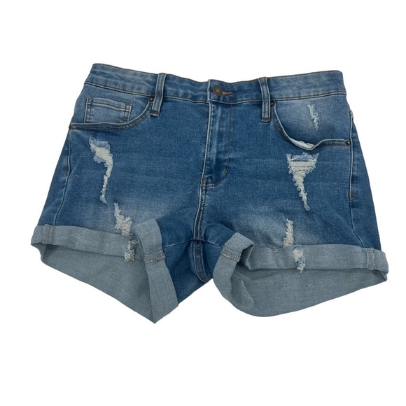 JEANS Cuffed Hem Distressed Jean Shorts Size Medium Women’s - Picture 1 of 4